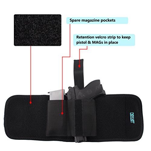 Neoprene Ankle Holster with Padding for Concealed Carry, Spare Magazine Pouch & Extra Elastic Secure Strap for Pistol Concealment for Women Men Fits for Small to Medium Frame Pistols and Revolver