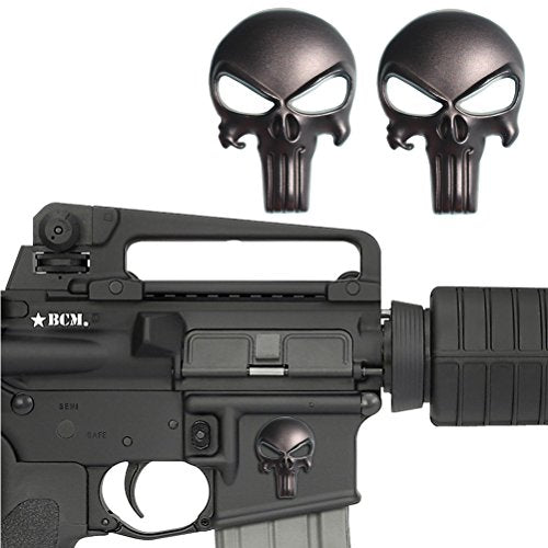 Creatrill 2 Pack Magwell Metal Decal Sticker - Punisher Skull 1 inch by 1.38 inch