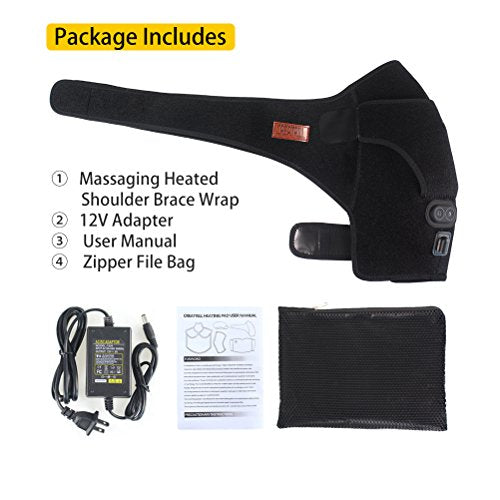 CREATRILL Massaging Heated Shoulder Wrap, Heating Pad for Rotator Cuff /  Frozen Shoulder