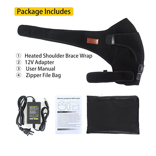 CREATRILL Heated Shoulder Wrap, 3 Heat Settings, Heating Pad Support Brace for Rotator Cuff