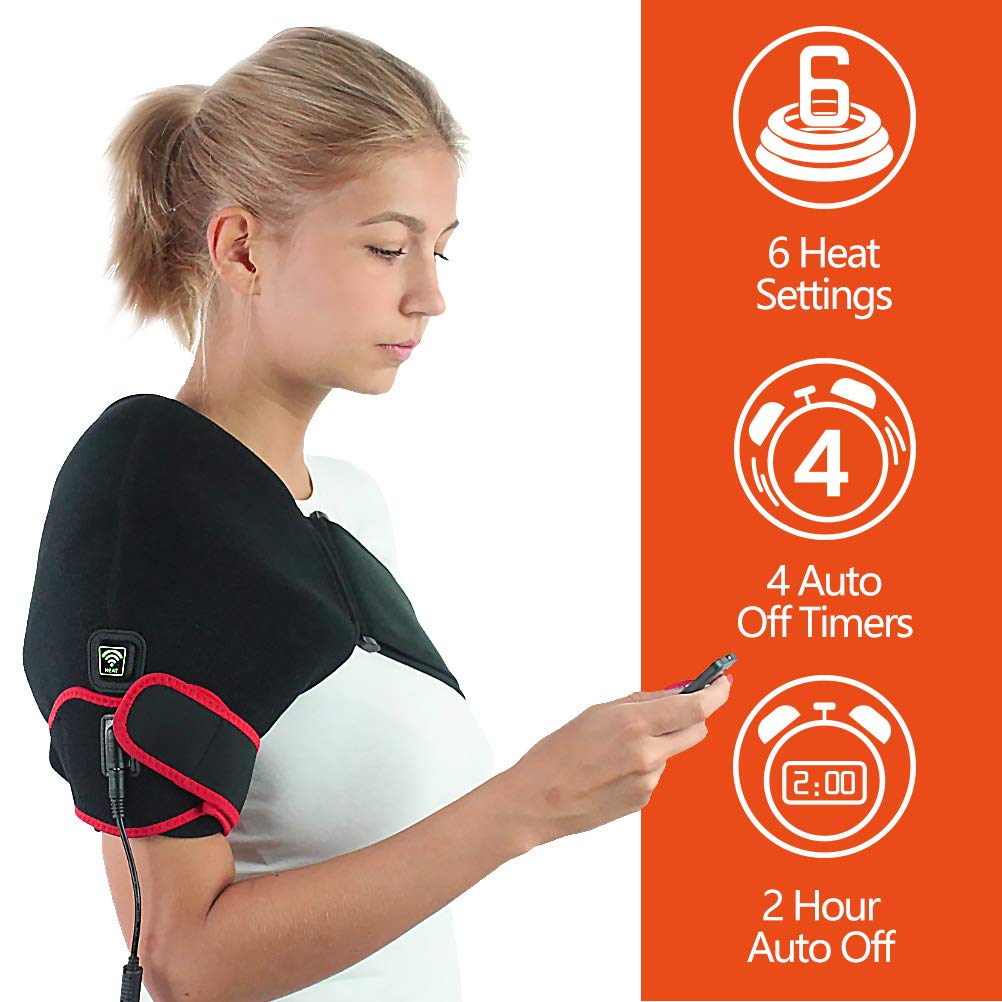 Shoulder Heating Pad with Remote Control, Heated Brace Wrap Support W/Auto Shut Off, Moist Heat Therapy for Injury Rotator Cuff Pain Frozen Shoulder Dislocation