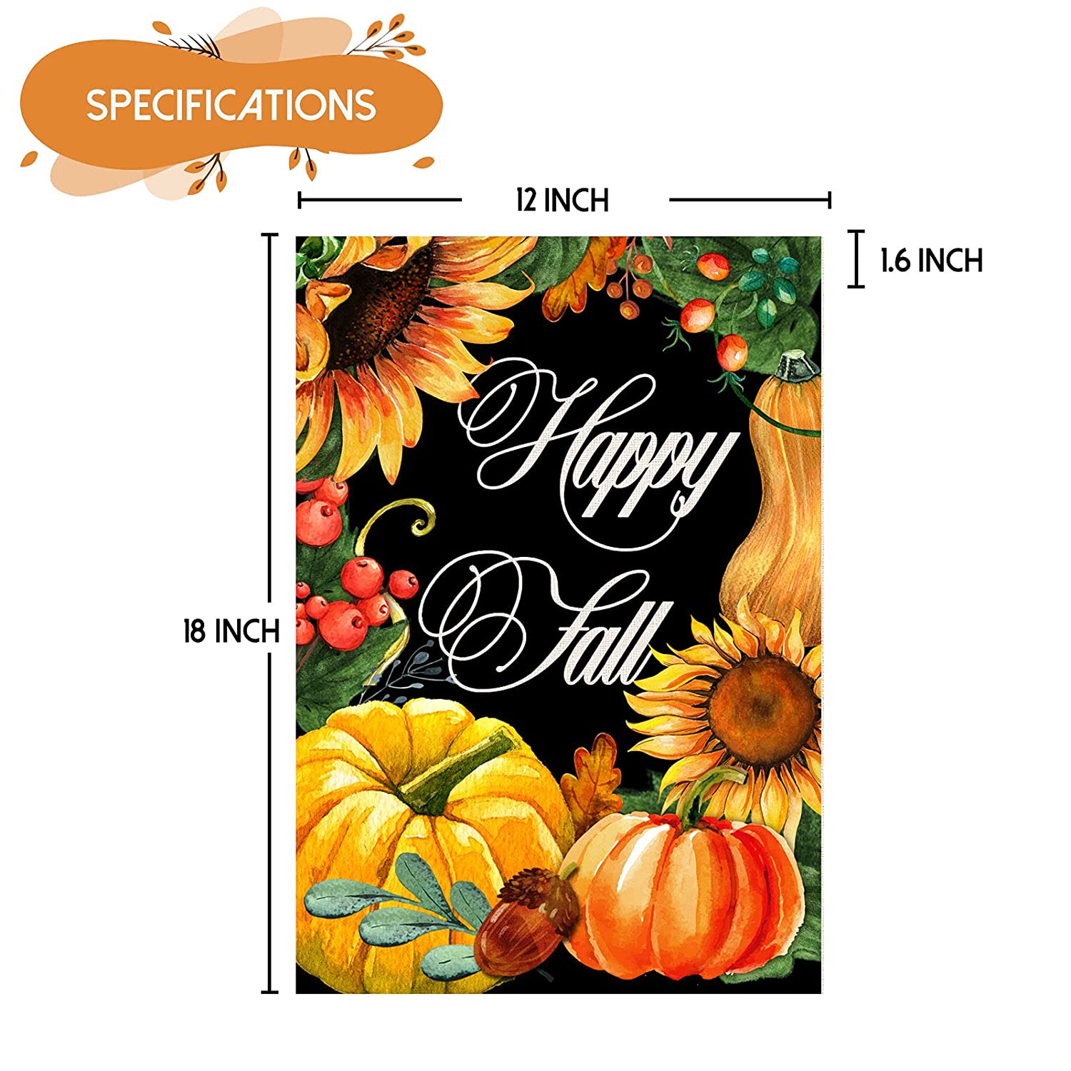2 Pcs Pumpkin Fall Garden Flags 12x18 Double Sided, Burlap Sunflowers Pumpkin And Happy Fall Gnome Thanksgiving Garden Flags, Harvest Farmhouse Rustic Outdoor Decorations