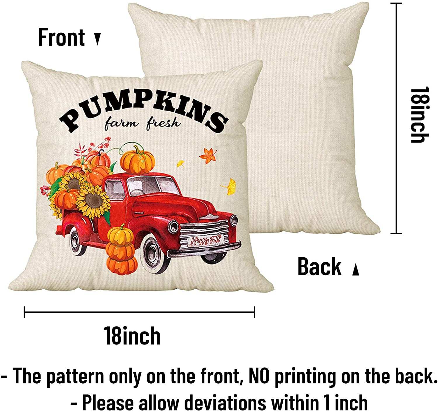 4pcs Fall Decor Pillow Covers Farm Pumpkin Truck Sunflower Throw Pillows  Covers 18inch 18inch No Pillow Insert, Quick & Secure Online Checkout