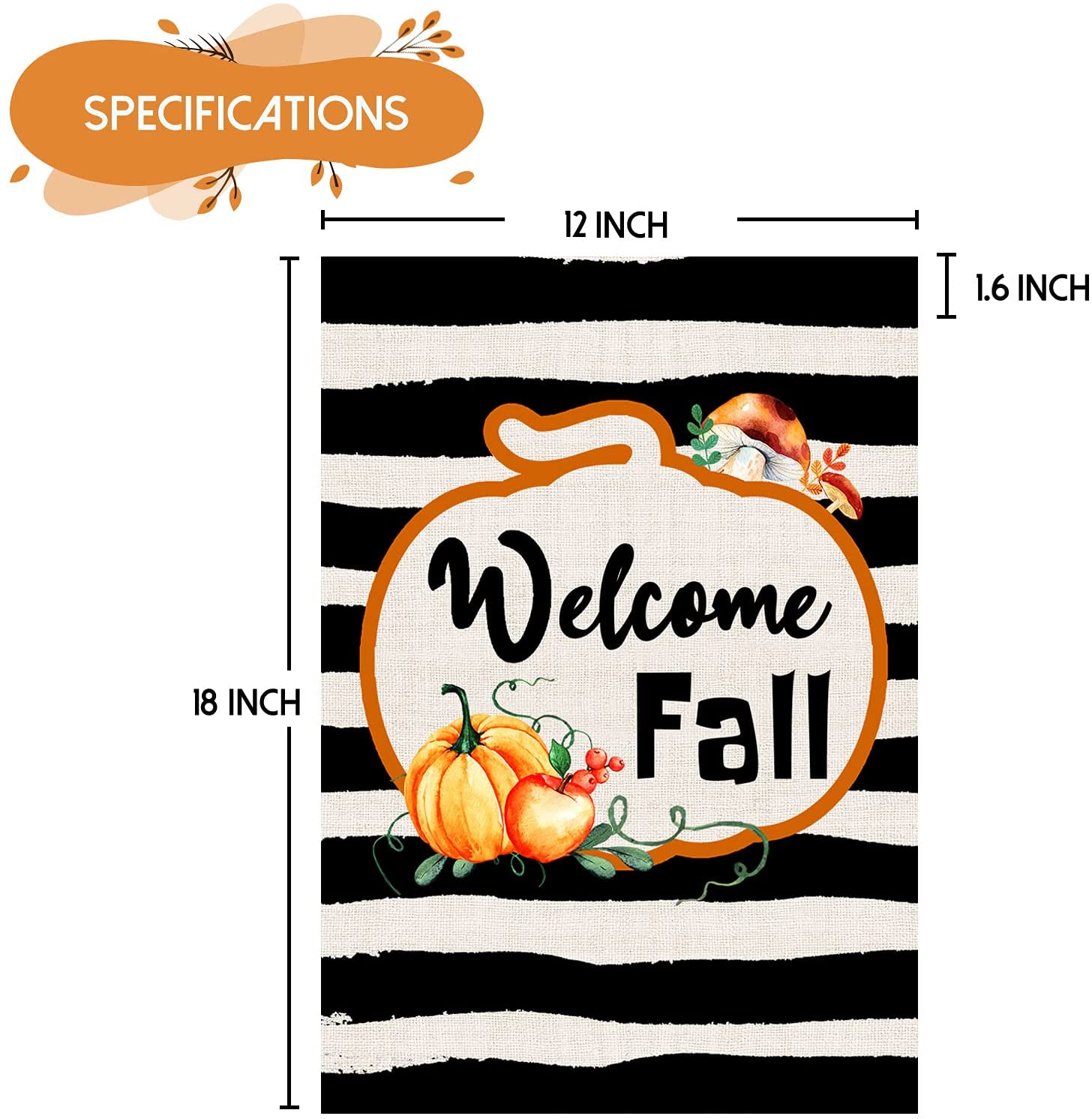 2 Pcs Double Sided Thanksgiving Fall Garden Flags 12 x 18 (Stripe, Gnome)