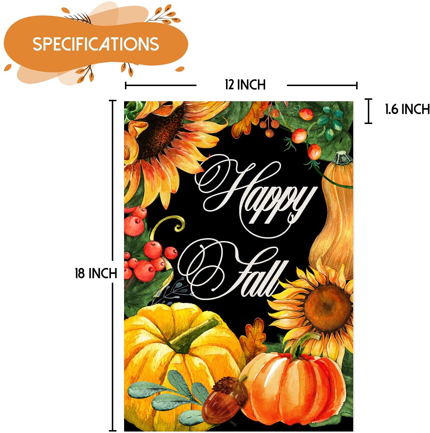 2 Pcs Happy Fall Garden Flags Double Sided 12 x 18 (Sunflower, Bicycle)