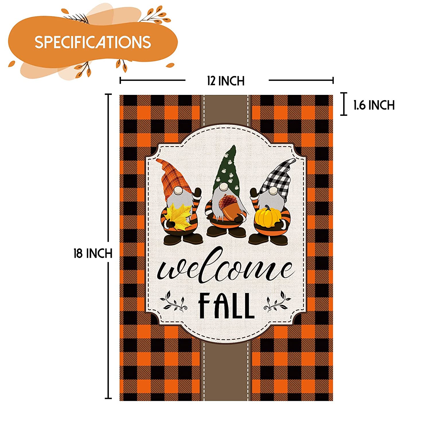 2 Pcs Double Sided Harvest Fall Garden Flags 12 x 18 (Plaid, Truck)
