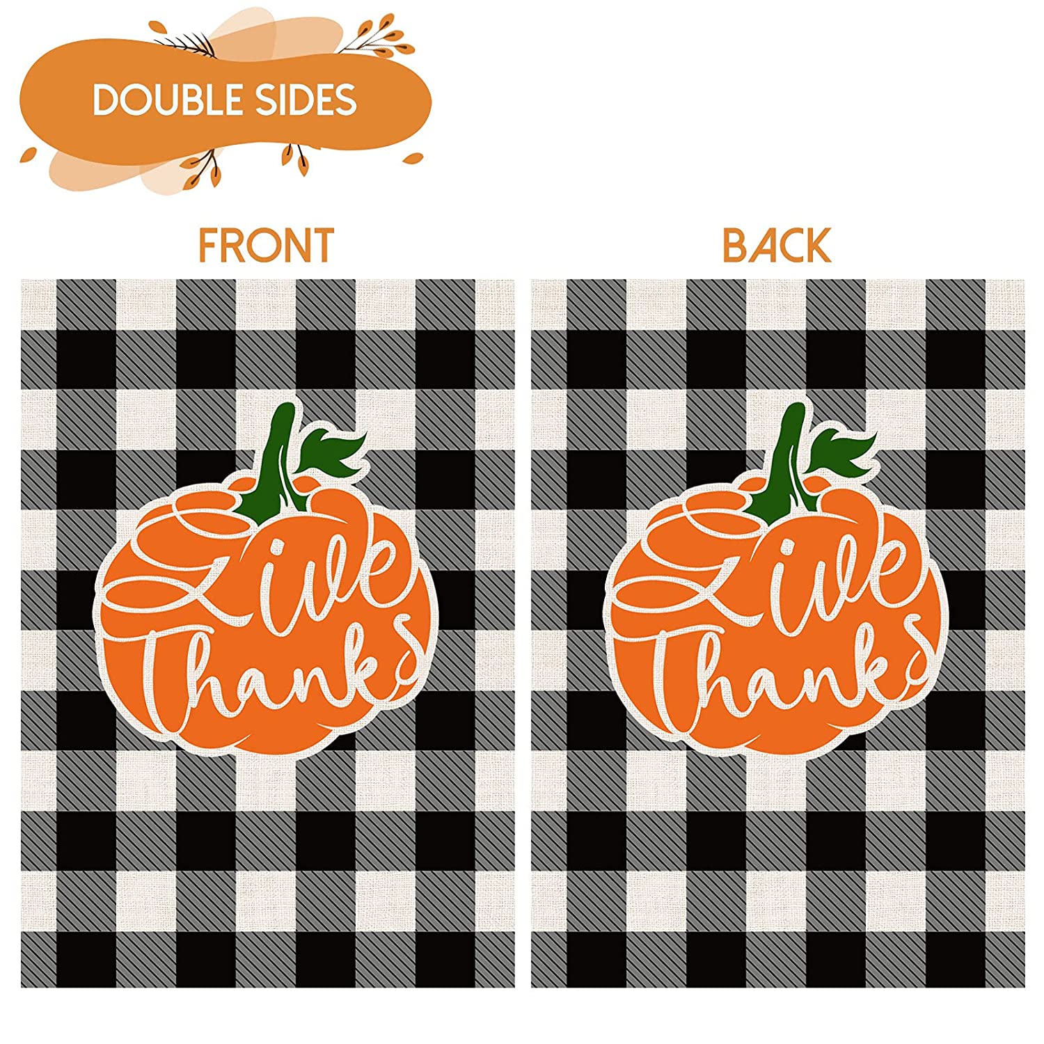 2 Pcs Double Sided Welcome Fall Garden Flags 12 x 18 (Truck, Plaid)