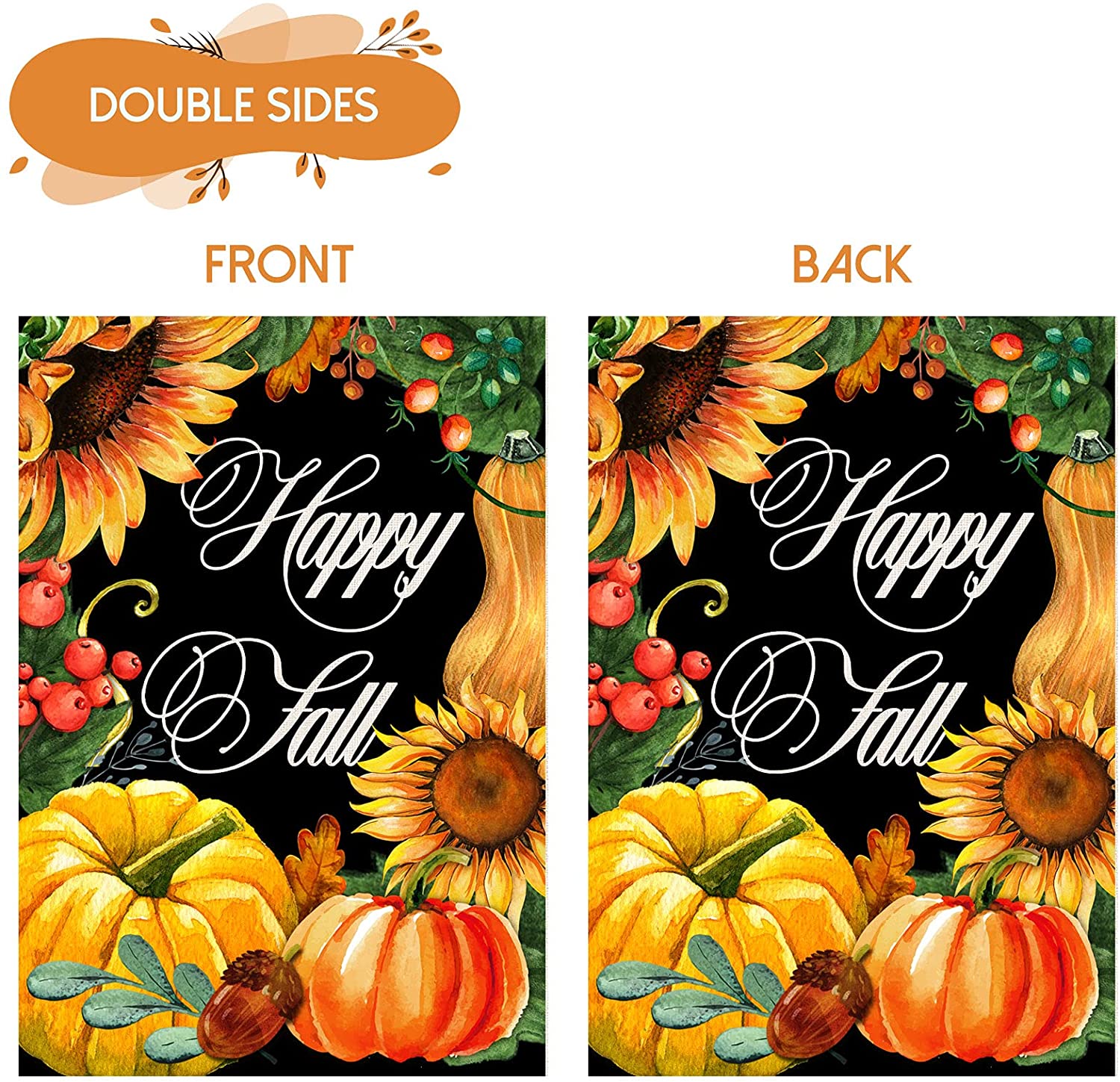 2 Pcs Happy Fall Garden Flags Double Sided 12 x 18 (Sunflower, Bicycle)