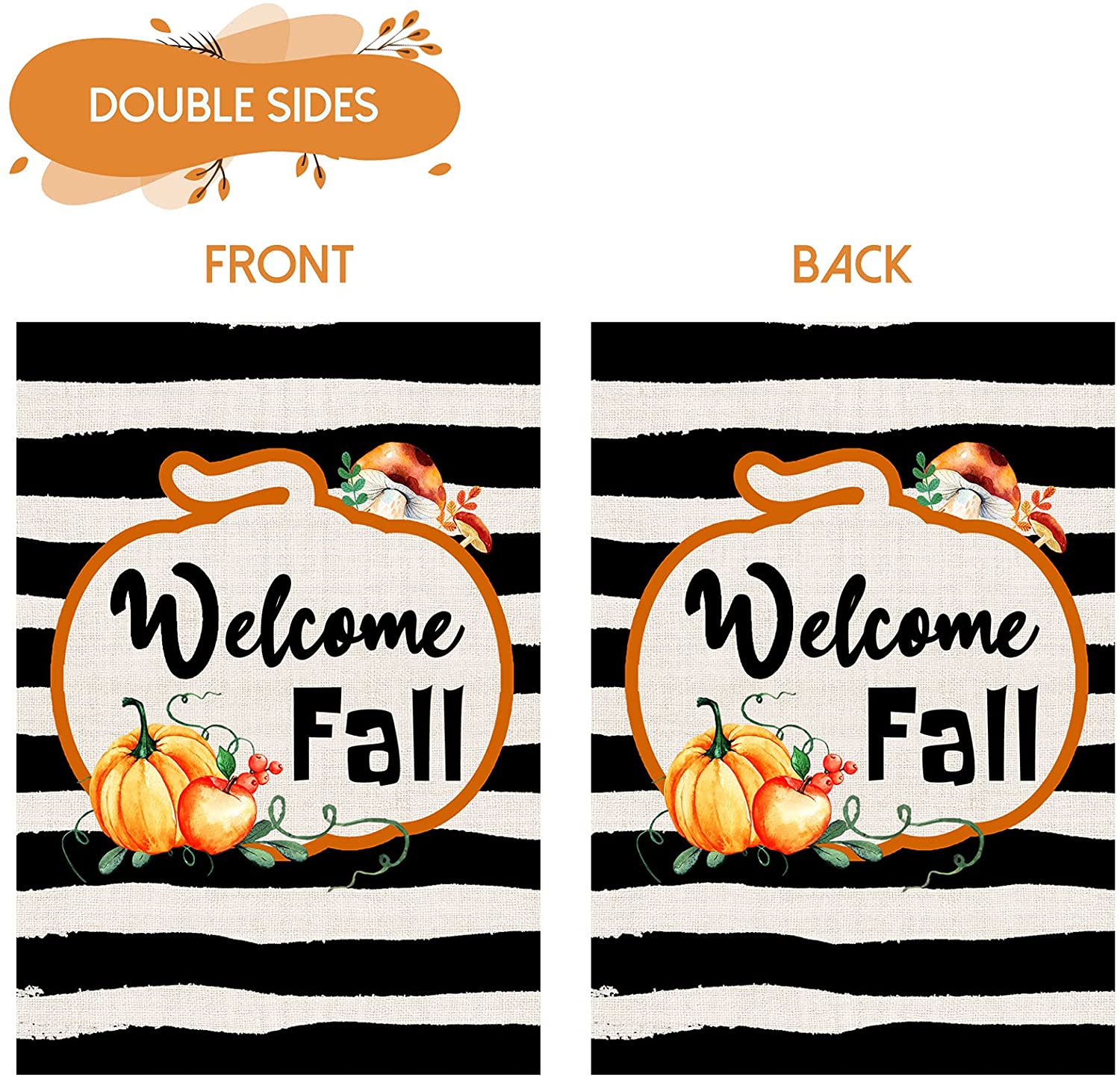 2 Pcs Double Sided Thanksgiving Fall Garden Flags 12 x 18 (Stripe, Gnome)
