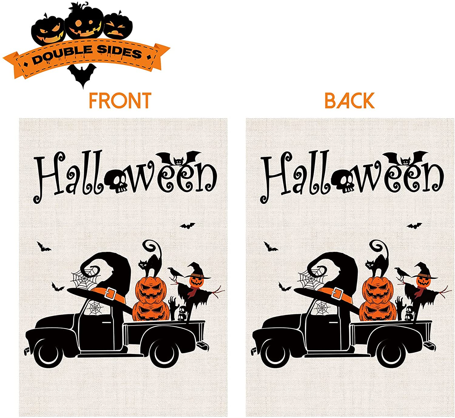2 Pcs Halloween Yard Flags Double-Sided 12 x 18 (Truck)