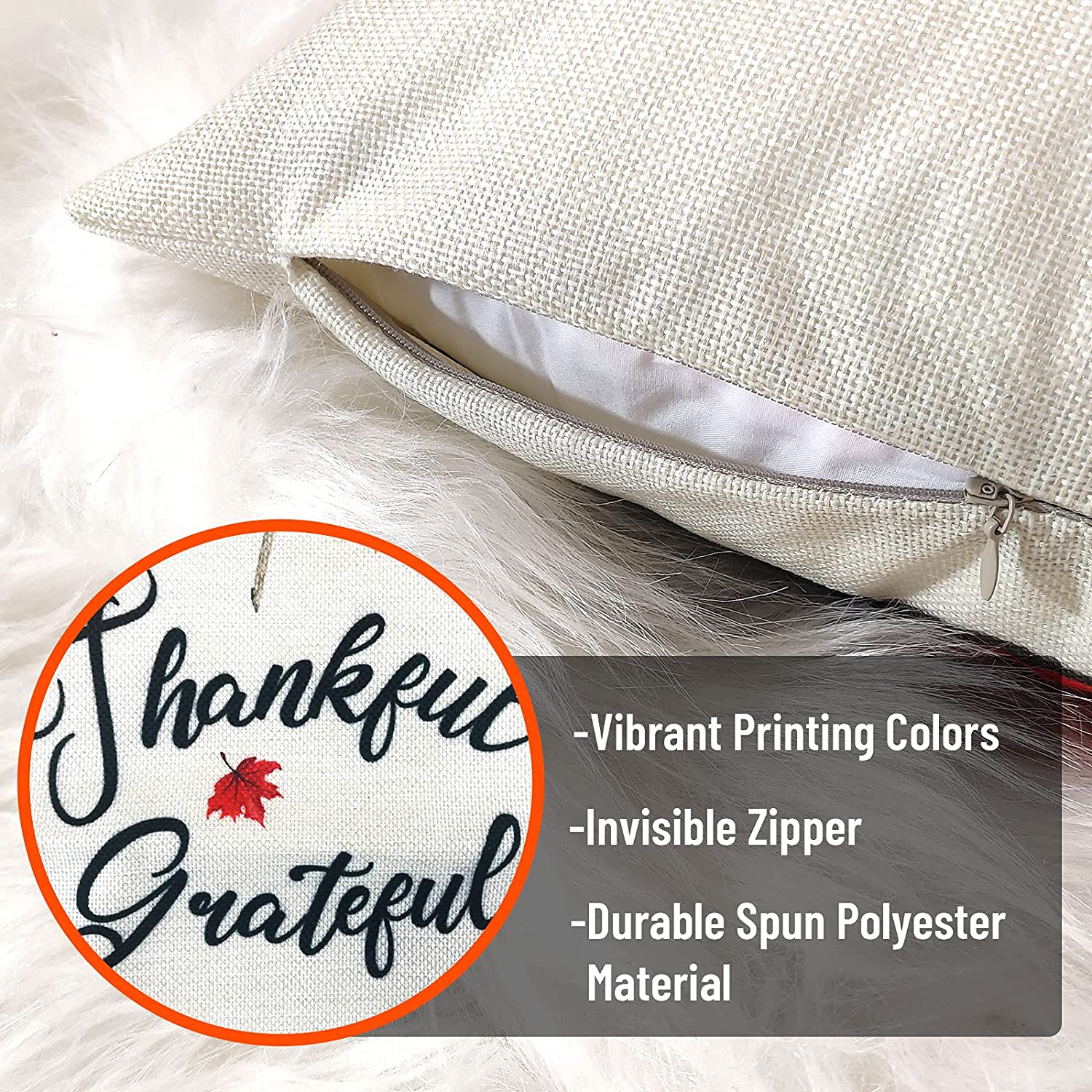 4 Pcs Thanksgiving Pillow Covers 18 x 18 (Stripe. Maple Leaves)
